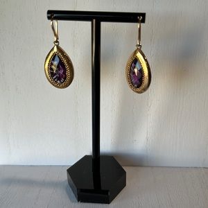 Rebecca 24k gold/silver earrings with purple stone